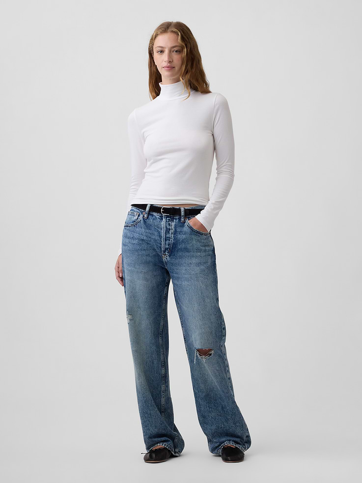 Image 3 of 5, Featherweight Jersey Mockneck T-Shirt