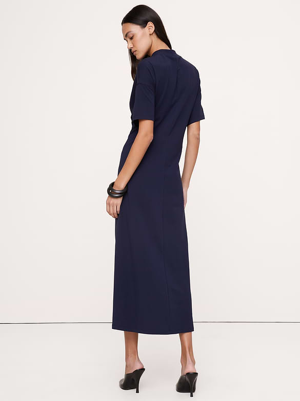 Oversized Stretch-Cotton Tie-Waist Maxi Dress