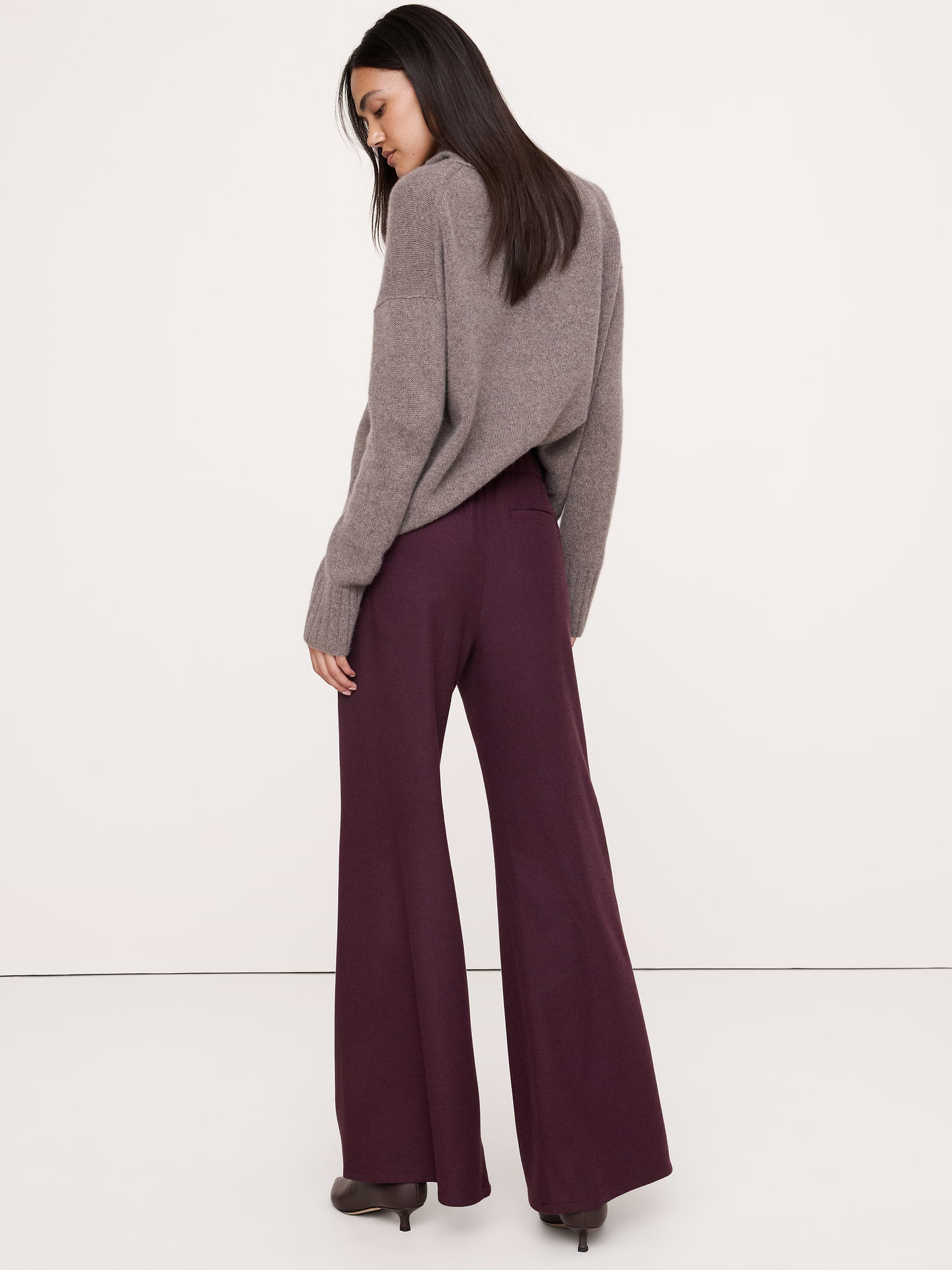Image 3 of 8, High-Rise Flare Italian Flannel Pant
