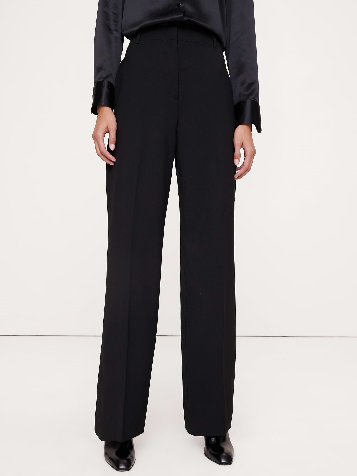 Image number 6 showing, Ultra High-Rise Modern Straight Italian Lightweight Wool Pant