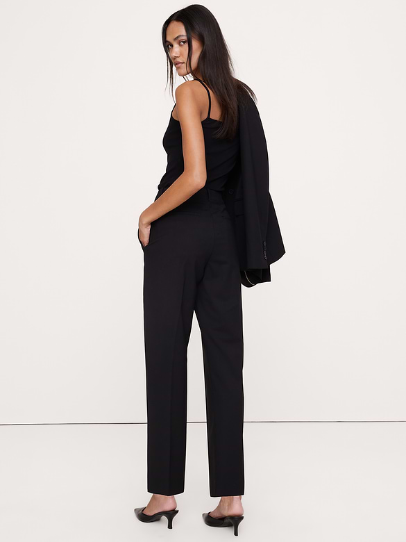 Ultra High-Rise Modern Slim Italian Lightweight Wool Ankle Pant
