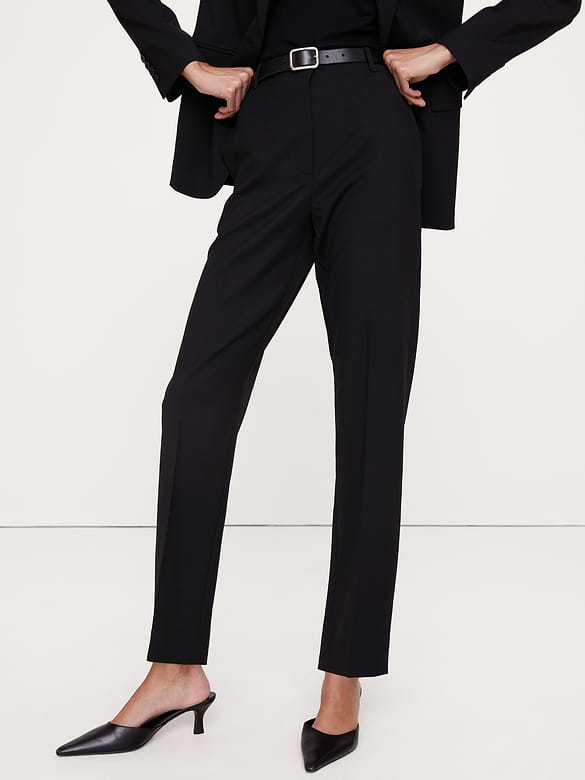 Ultra High-Rise Modern Slim Italian Lightweight Wool Ankle Pant