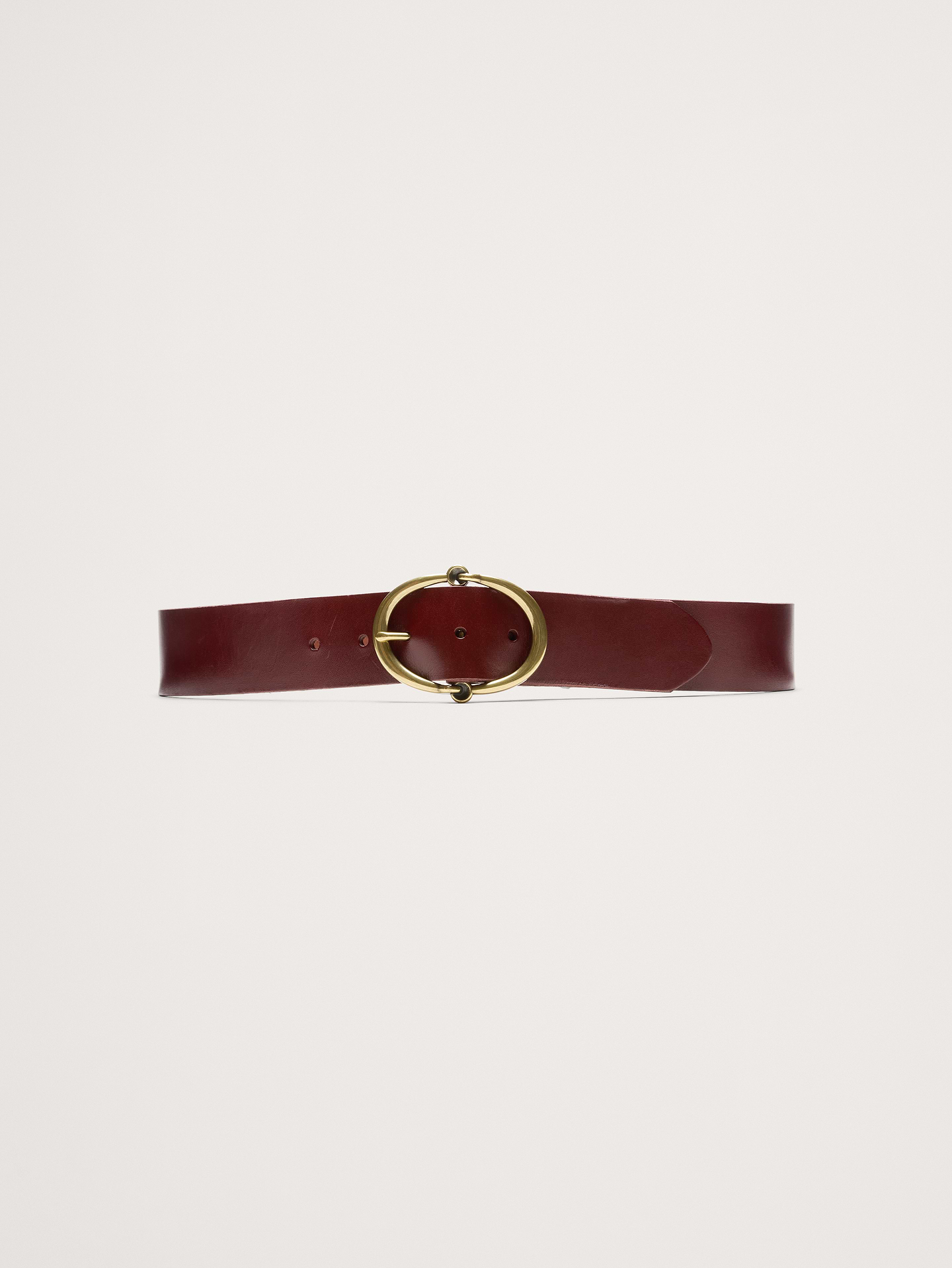 Image number 1 showing, Leather Rounded-Buckle Belt