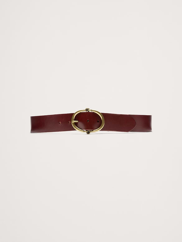 Leather Rounded-Buckle Belt