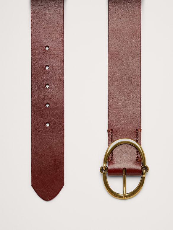 Leather Rounded-Buckle Belt