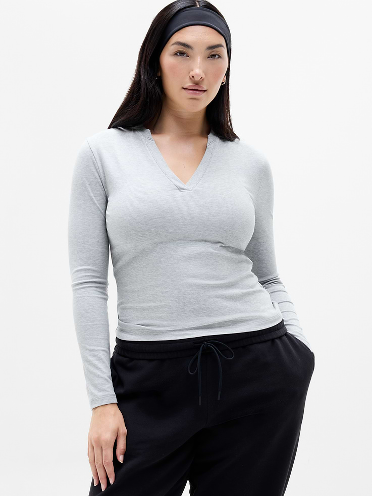 Image 1 of 7, FOR: Your workday commute and weekend travels, from meetings to meetups, FEEL: Silky-soft, premium modal with subtle rib texture, FAVE: A wardrobe essential that forever matches your favorite bottoms, Product #1174497