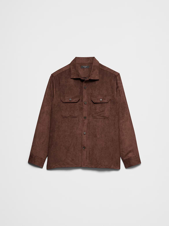 Relaxed-Fit Vegan Suede Overshirt