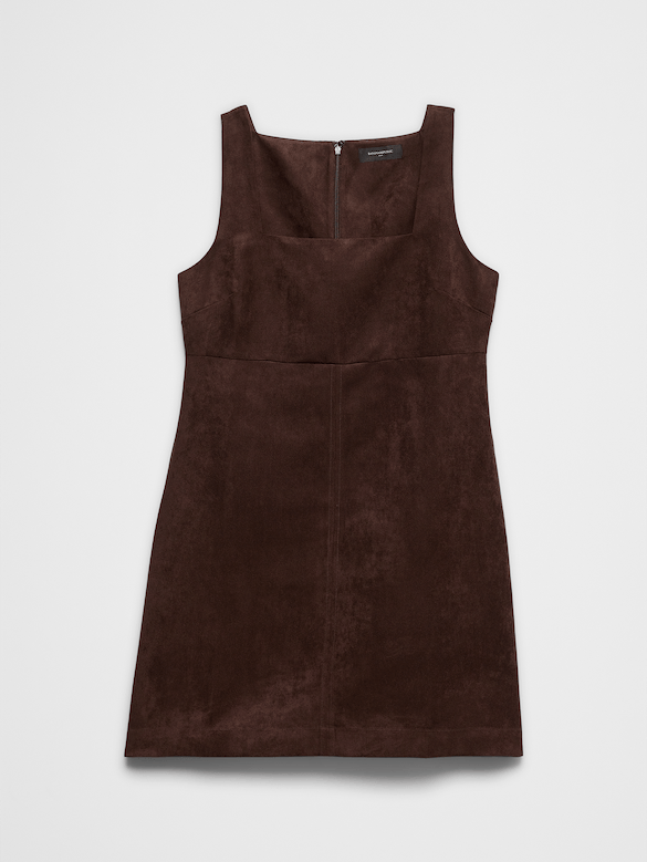Vegan Suede Empire-Waist Mini Dress
