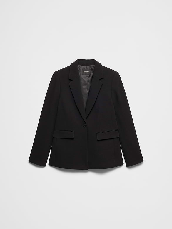 Sculpted Stretch Crepe Long Blazer