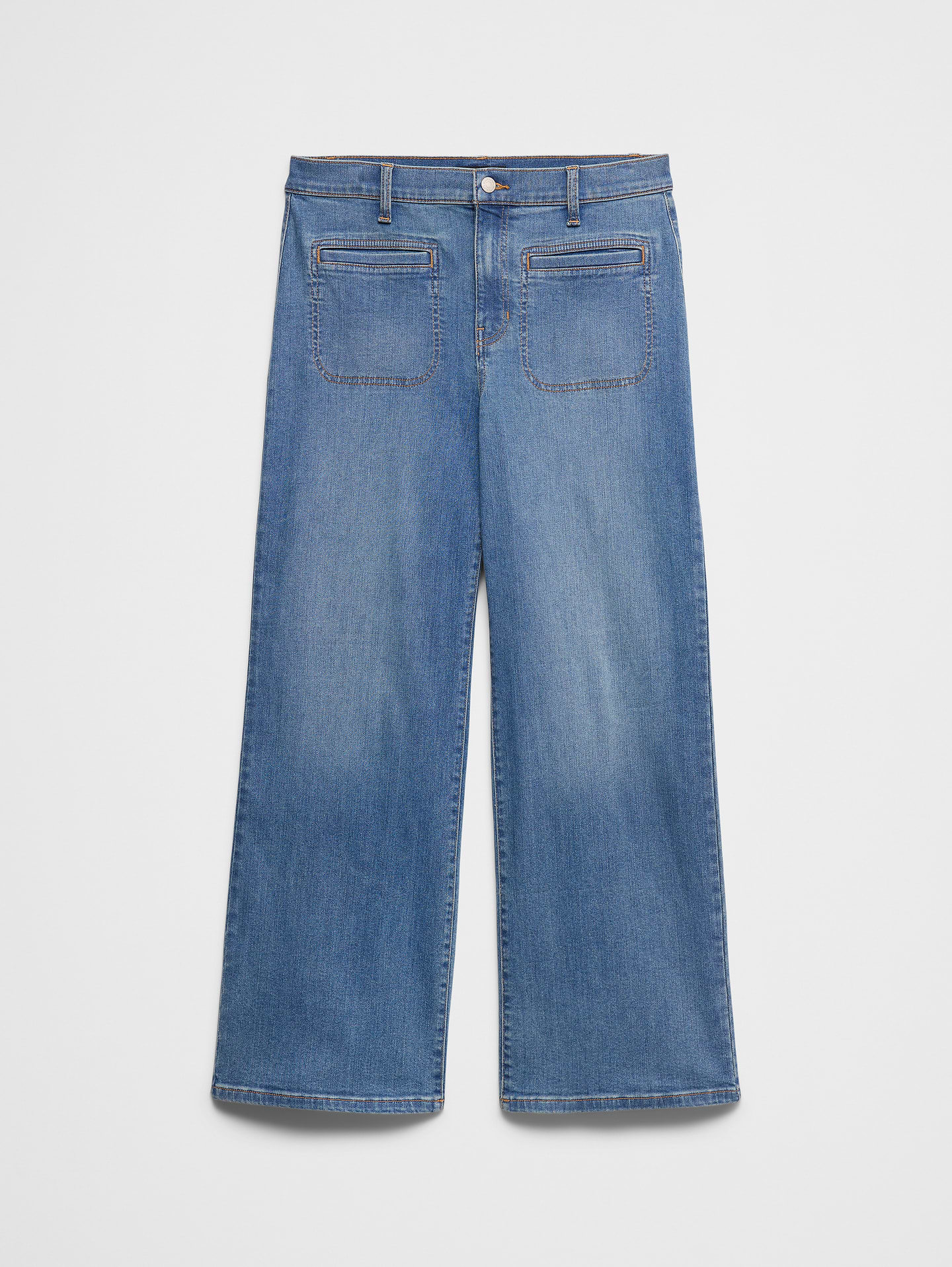 Image number 4 showing, Wide-Leg High-Rise Patch Pocket Jean