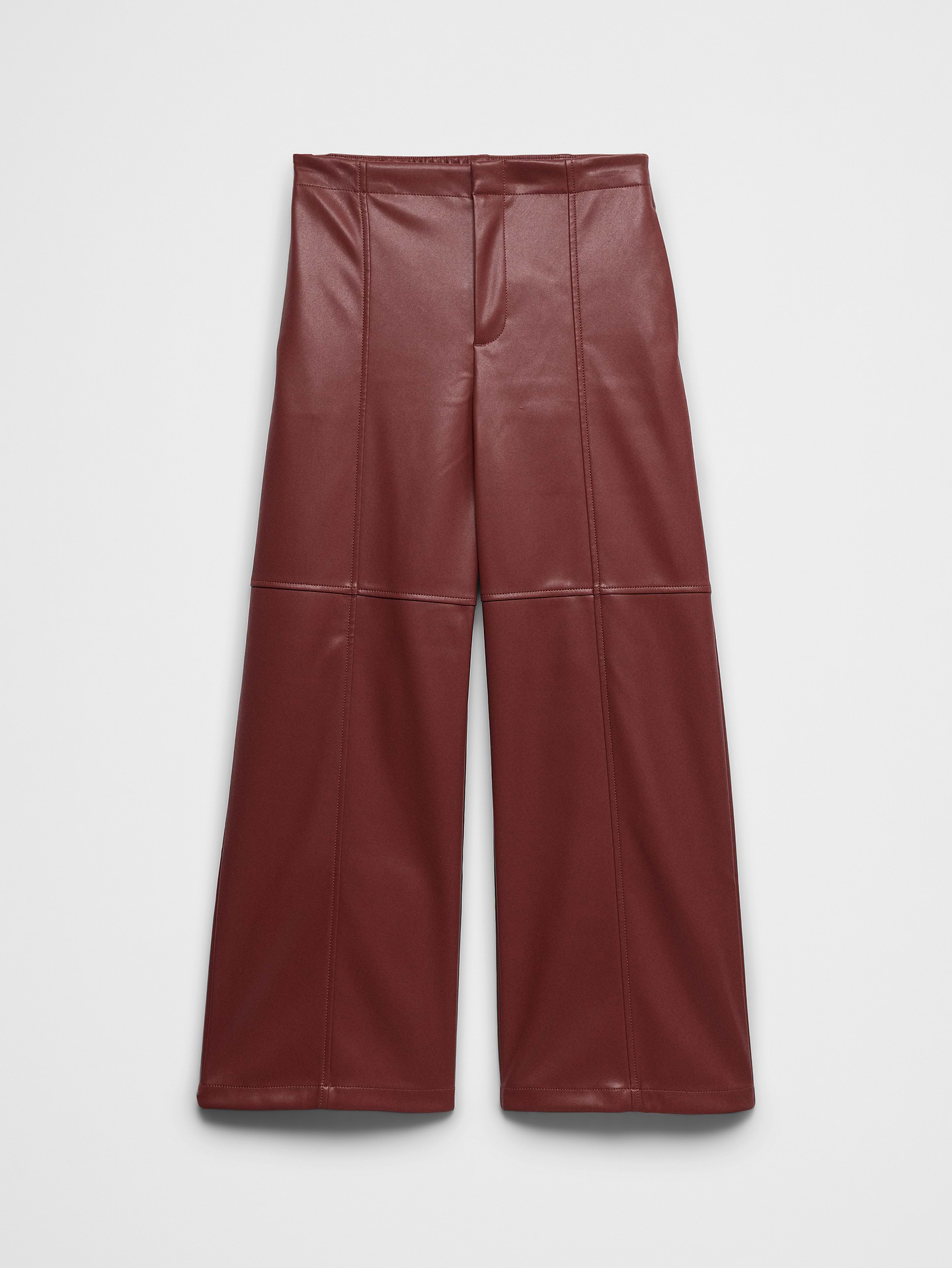 Image 4 of 5, Wide-Leg High-Rise Vegan Leather Pant