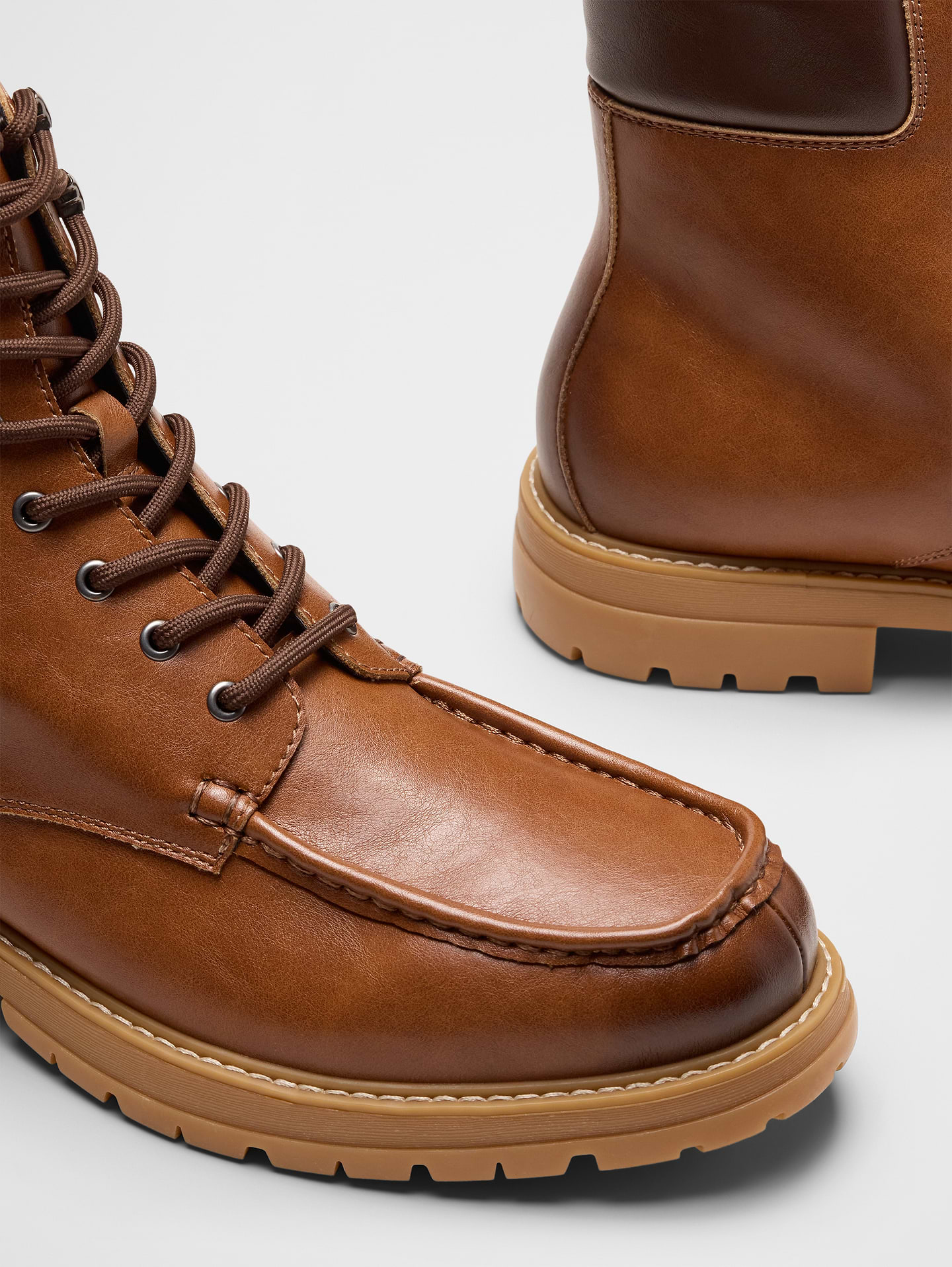 Image number 5 showing, Vegan Leather Moc-Toe Lugg Boot