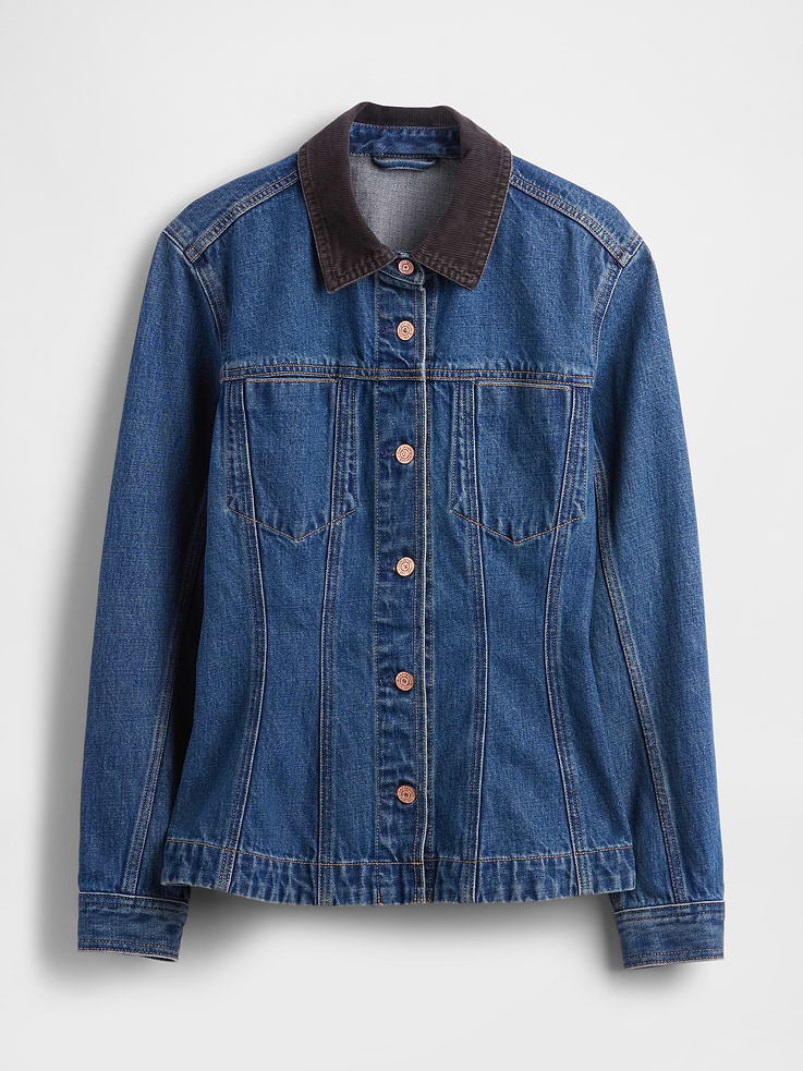 Image 5 of 5, Fitted Longline Denim Jacket