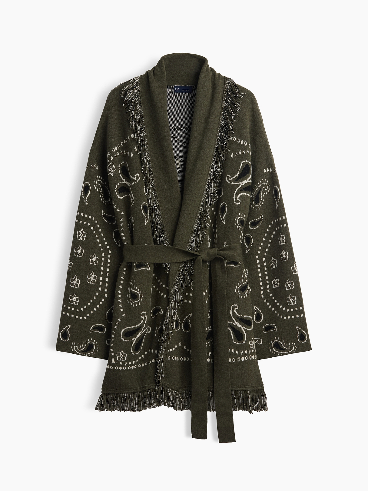 Cotton-Blend Fringe Shawl Cardigan | Gap