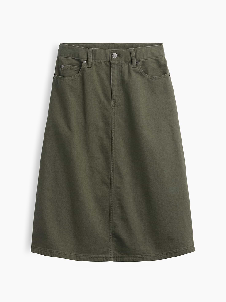 Image 6 of 6, Twill Midi Skirt