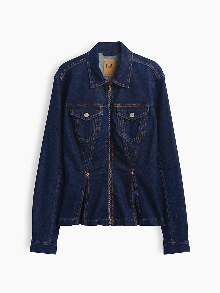 Image number 5 showing, Denim Zip Peplum Jacket