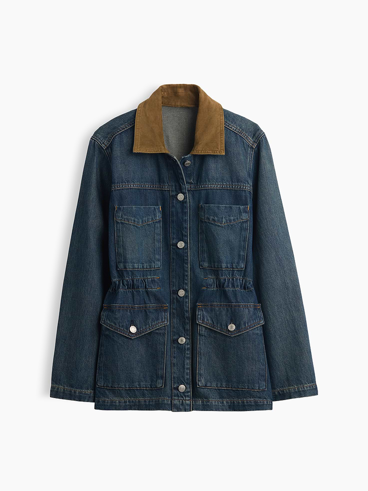 Image number 5 showing, Cinched-Waist Denim Chore Jacket