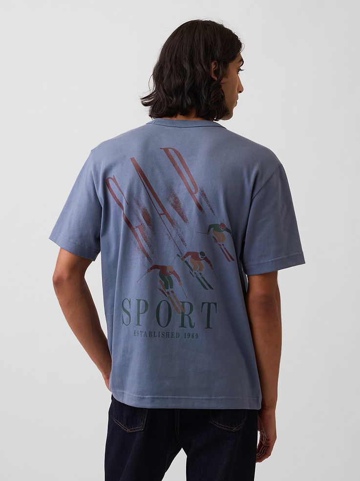 Image 3 de 6, T-shirt décontracté en tissu épais à imprimé