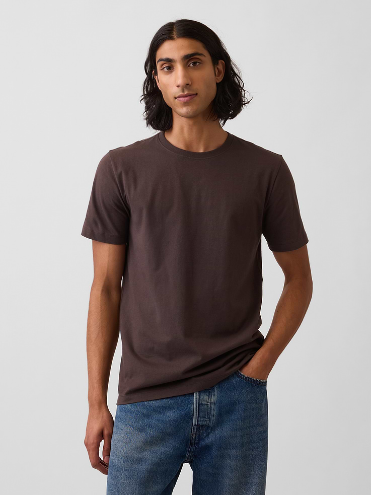 Image 1 of 5, The original now & forever tee — cut for 24/7/365 easy., Soft cotton jersey T-shirt., Crewneck., Short sleeves., This product was made in a factory that invests in gender equality and women’s empowerment. Through RISE (Reimagining Industry to Support Equality) and Gap Inc.’s program P.A.C.E. (Personal Advancement & Career Enhancement), we support people who make our clothes to build the skills, knowledge, confidence, and resilience needed to advance in work and life. Learn more here ., Explore our GapTees Guide ., Product #440775