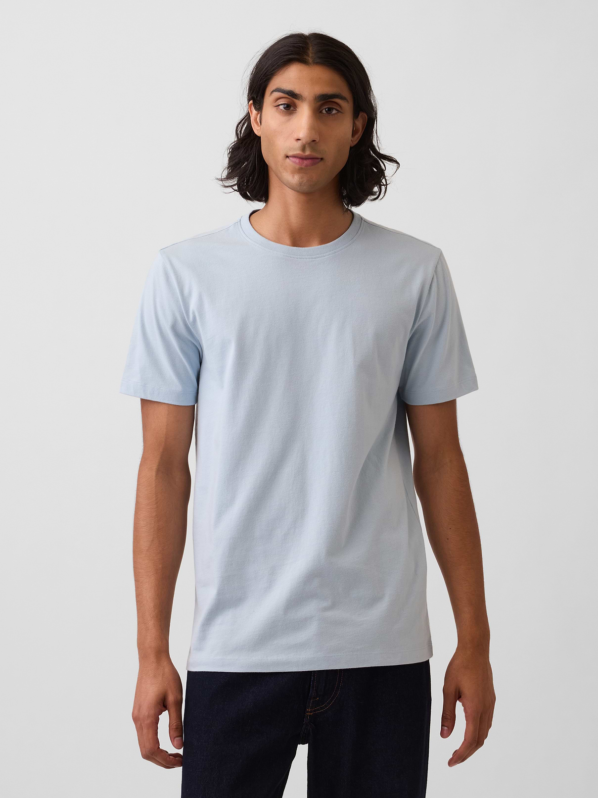 Image 1 of 5, The original now & forever tee — cut for 24/7/365 easy., Soft cotton jersey T-shirt., Crewneck., Short sleeves., This product was made in a factory that invests in gender equality and women’s empowerment. Through RISE (Reimagining Industry to Support Equality) and Gap Inc.’s program P.A.C.E. (Personal Advancement & Career Enhancement), we support people who make our clothes to build the skills, knowledge, confidence, and resilience needed to advance in work and life. Learn more here ., Explore our GapTees Guide ., Product #440775