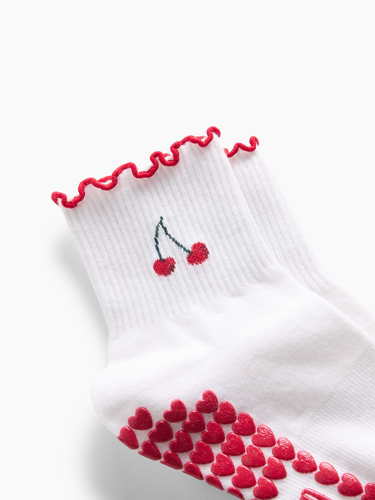 Image 2 of 2, Heart Half-Crew Socks