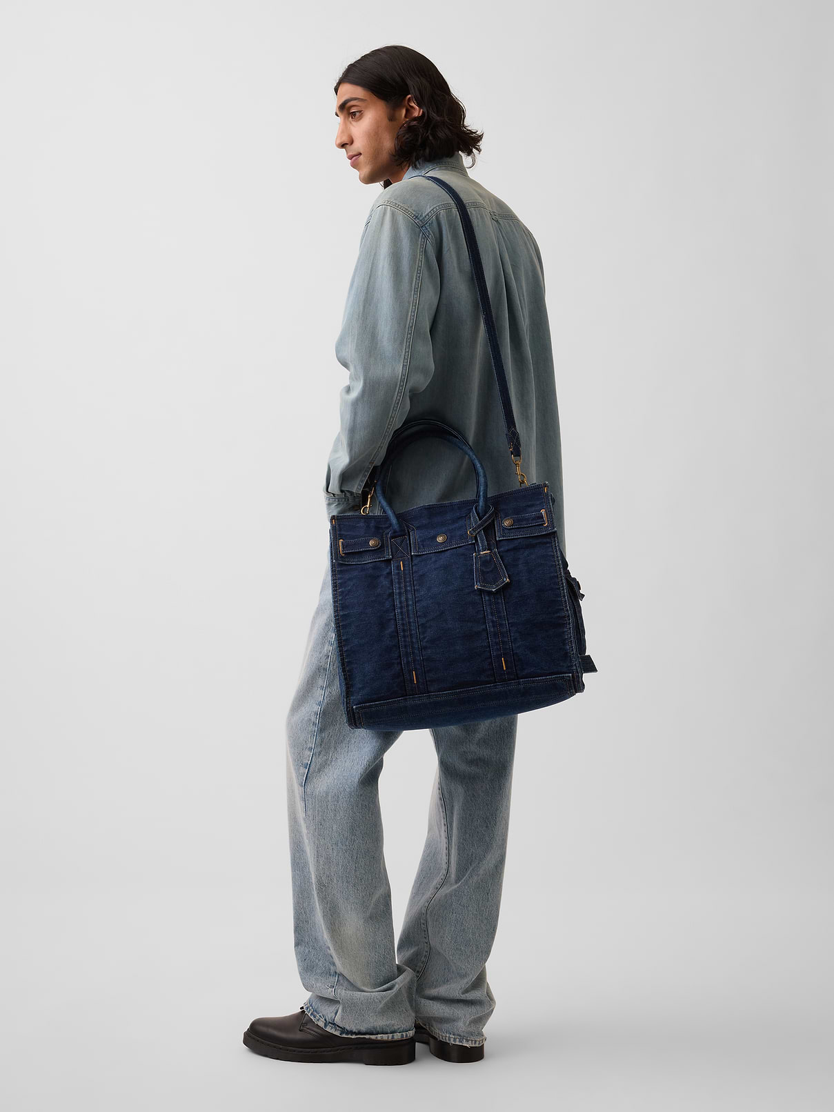 Image number 10 showing, Large Denim Five Pocket Tote