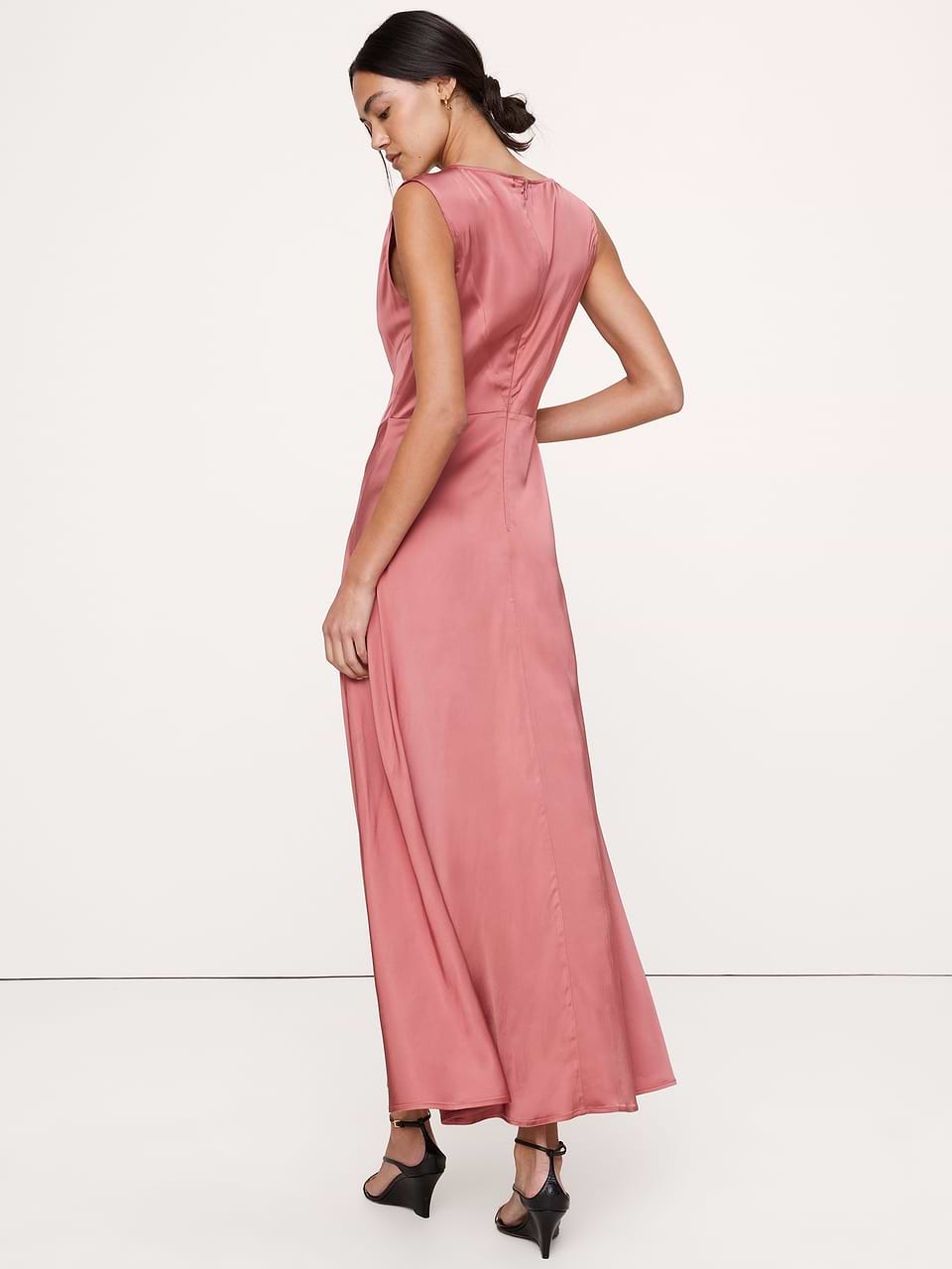 hot pink dress banana republic Stretch-Satin Cowl-Neck Maxi INSTOCK-1