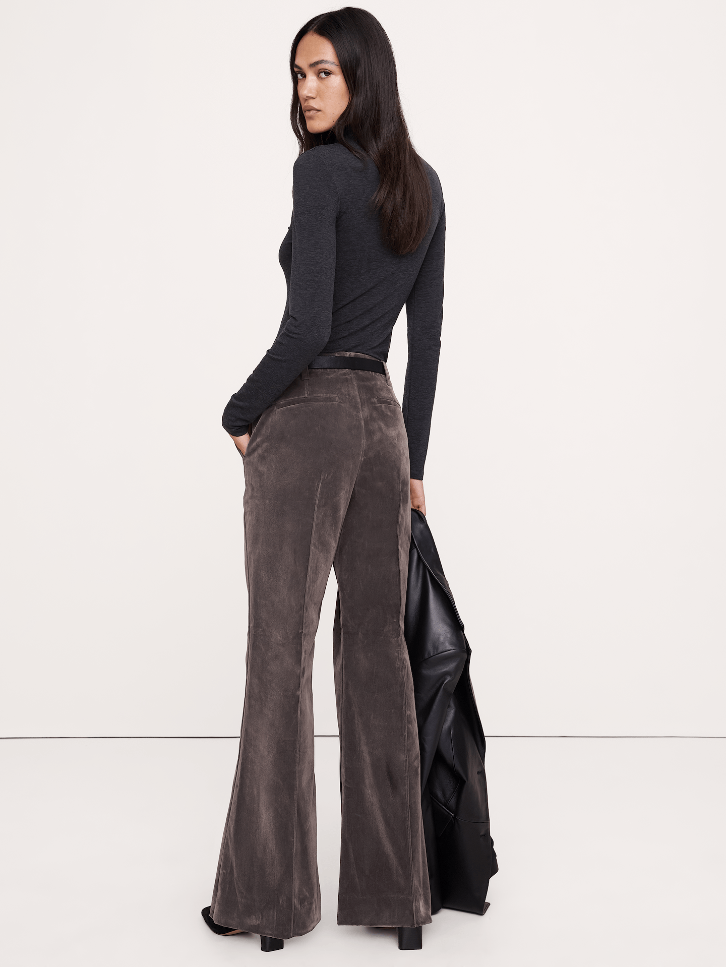 Image 3 of 8, High-Rise Super Flare Flocked Pant