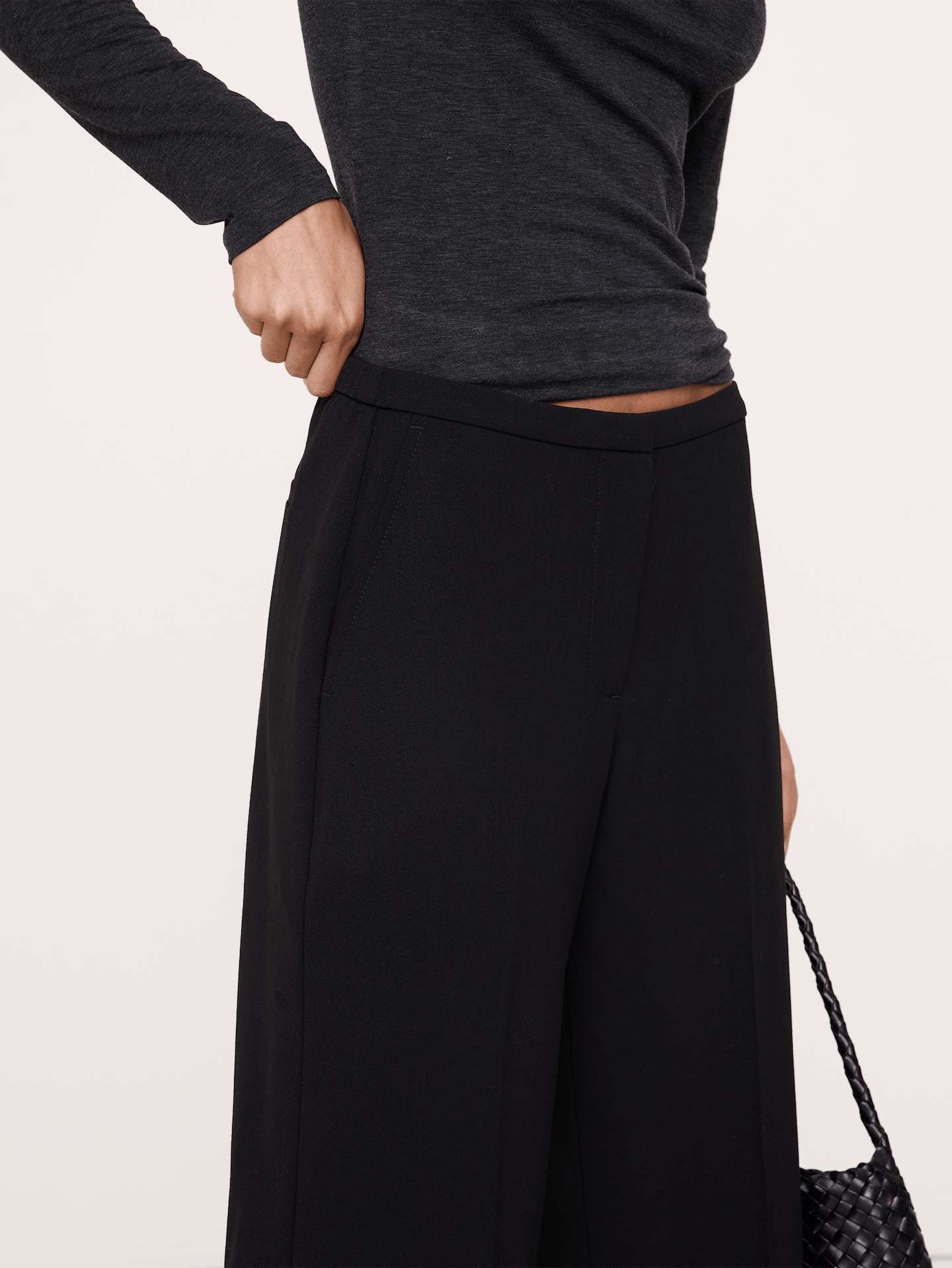 Image 6 of 8, Mid-Rise Wide-Leg Italian Lightweight Wool Pant