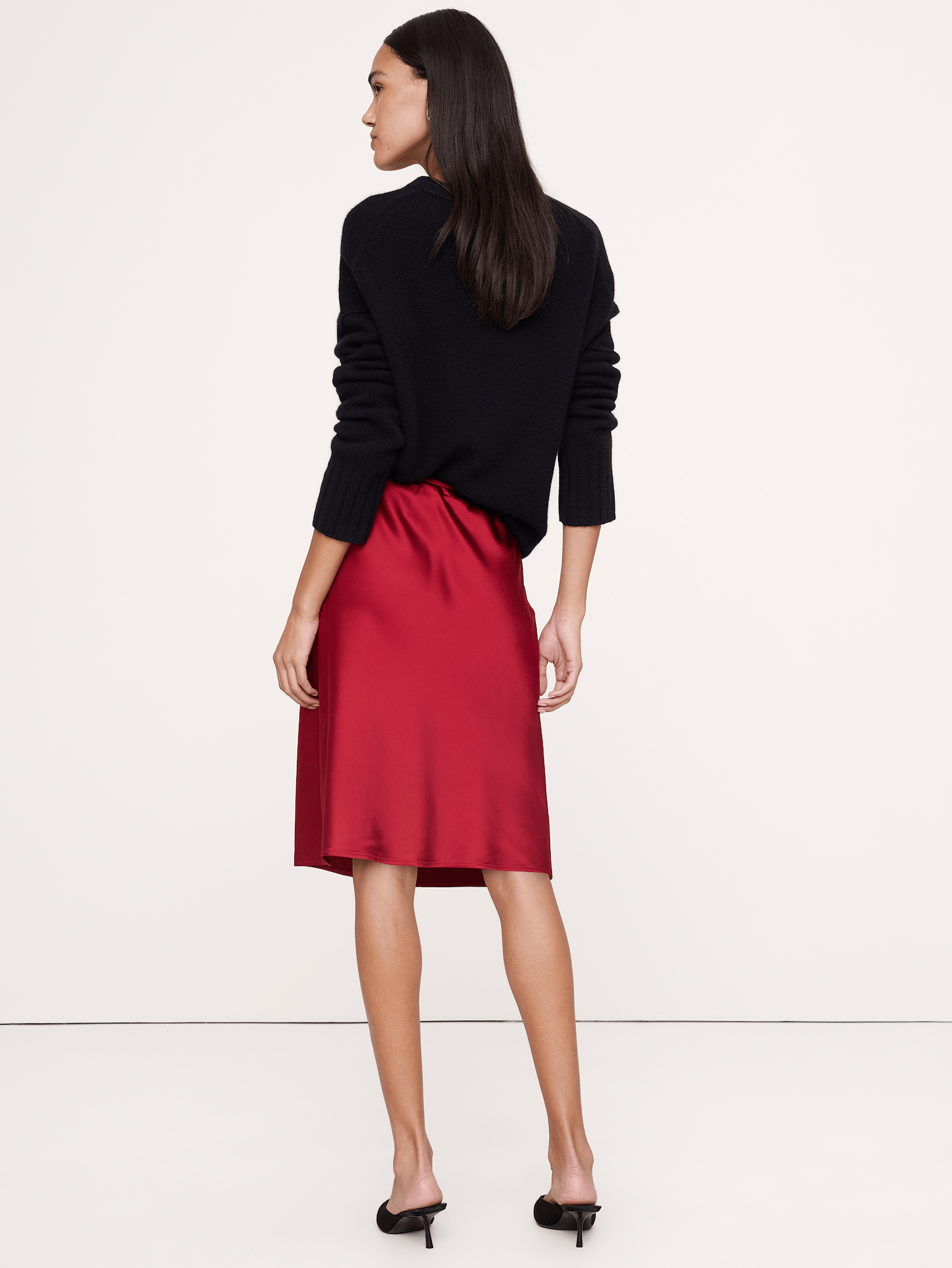 Image number 2 showing, Stretch-Satin Knee-Length Skirt
