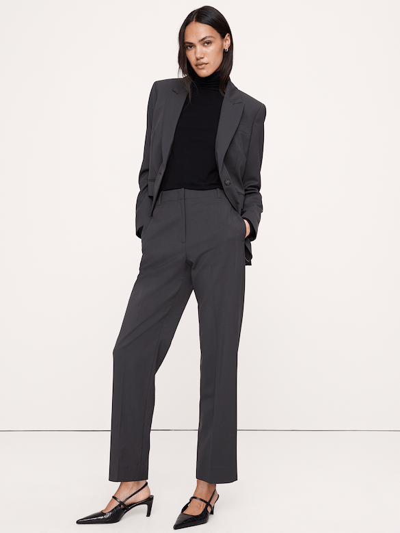 Ultra High-Rise Modern Slim Italian Lightweight Wool Ankle Pant