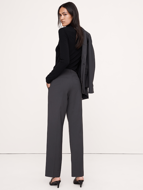 Ultra High-Rise Modern Slim Italian Lightweight Wool Ankle Pant