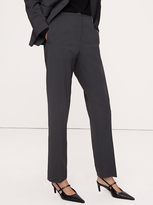 Ultra High-Rise Modern Slim Italian Lightweight Wool Ankle Pant
