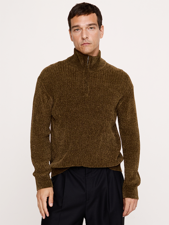 Italian Chenille Quarter-Zip Sweater