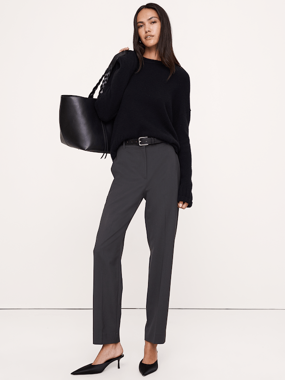 Ultra High-Rise Modern Slim Italian Lightweight Wool Ankle Pant