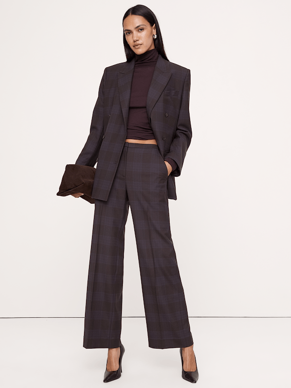 High-Rise Wide-Leg Wool-Blend Pant