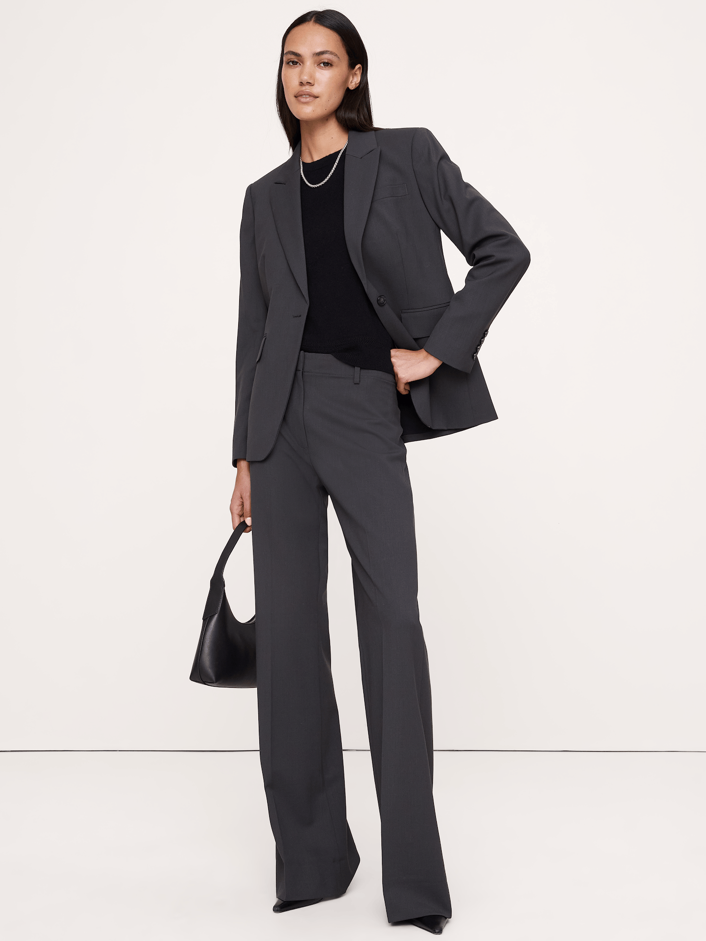 Image number 1 showing, Ultra High-Rise Flare Italian Lightweight Wool Pant