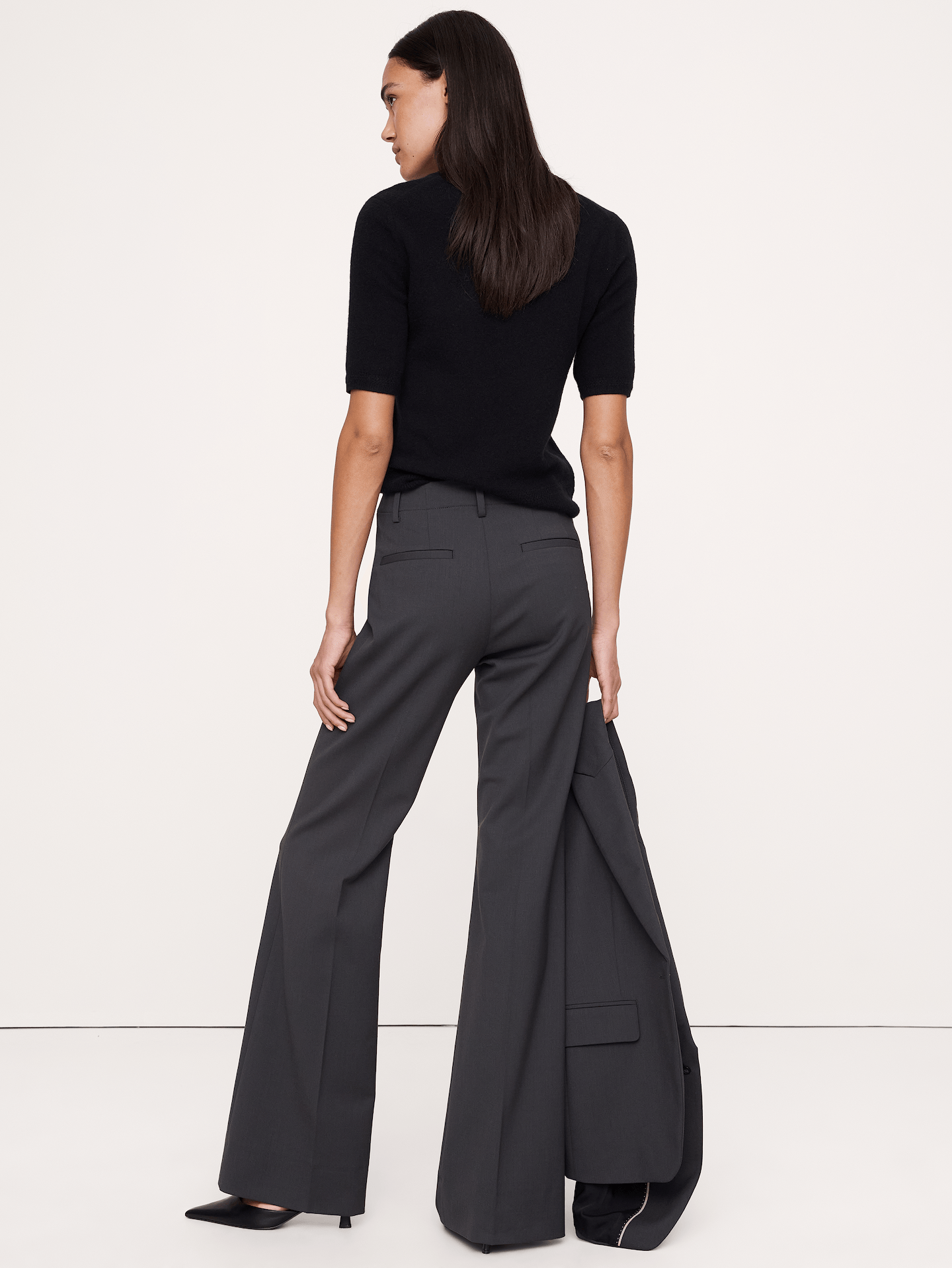 Image number 8 showing, Ultra High-Rise Flare Italian Lightweight Wool Pant