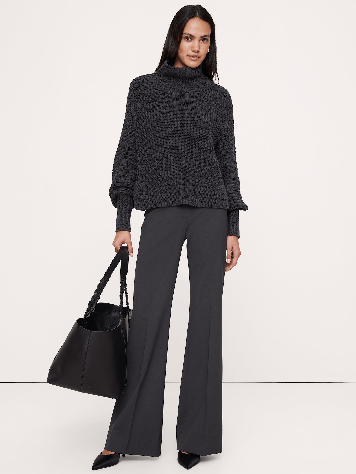 Image number 6 showing, Ultra High-Rise Flare Italian Lightweight Wool Pant