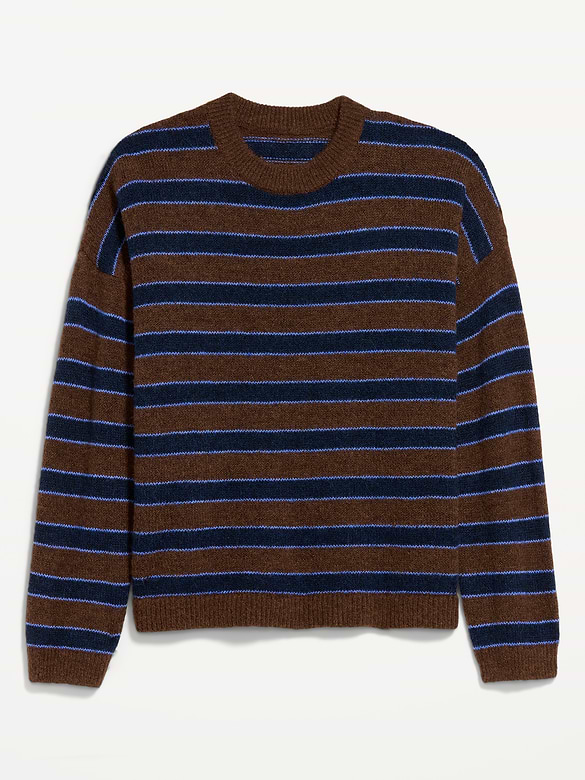 Loose Cozy Wool-Blend Crew-Neck Sweater