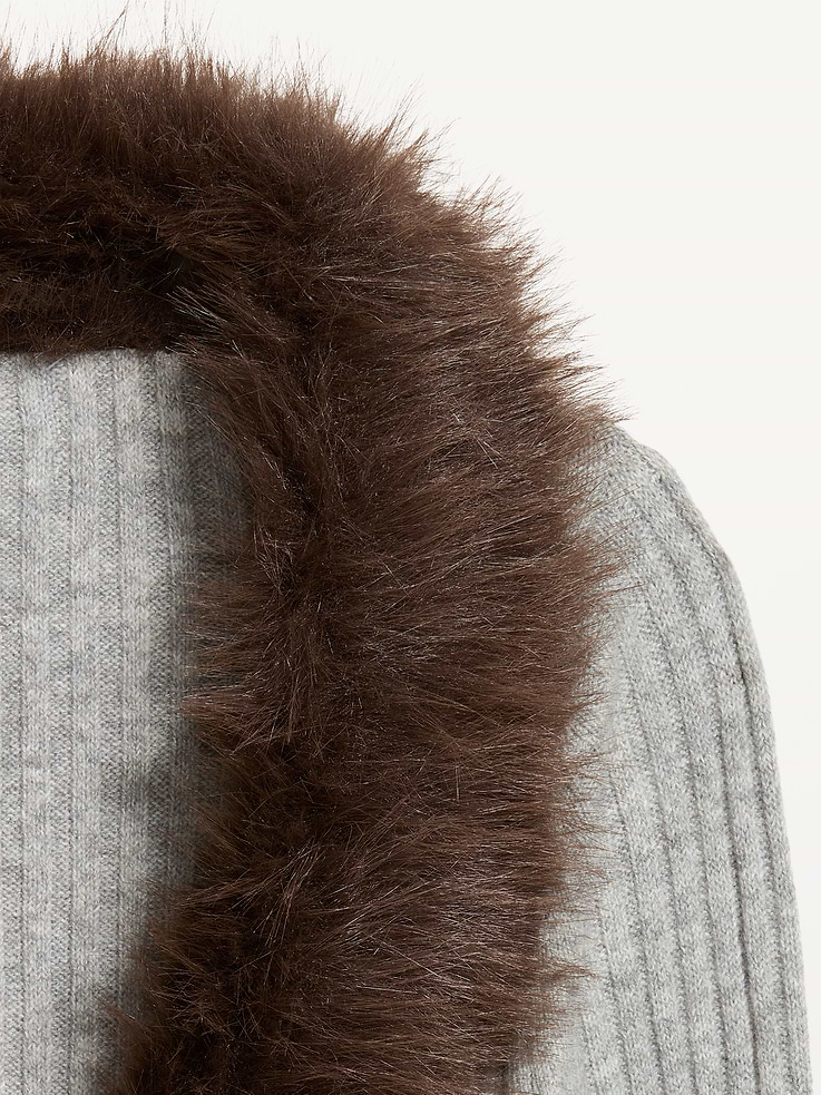 Image 6 of 6, SoSoft Faux-Fur Collar Cardigan