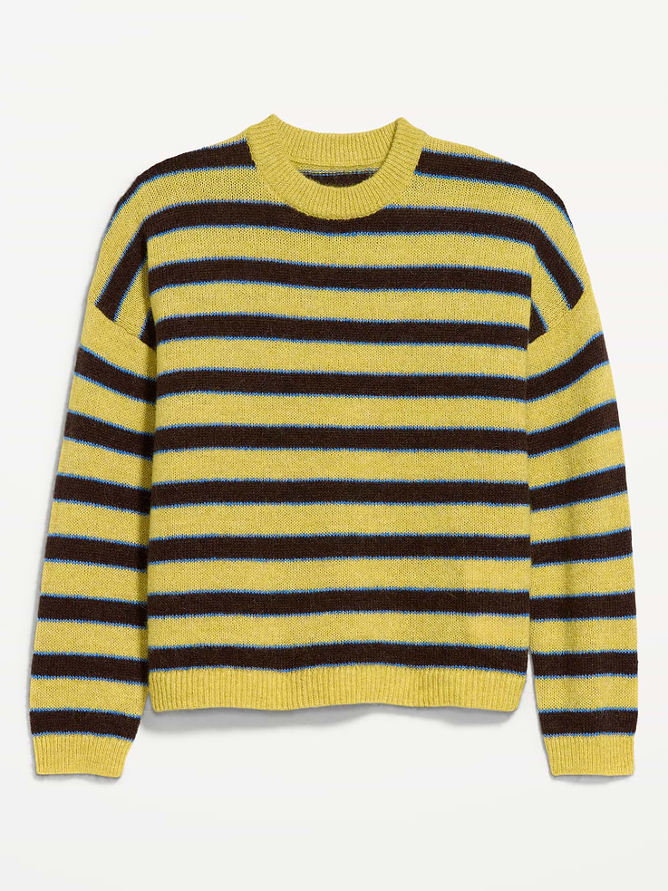 Image 4 of 5, Loose Cozy Wool-Blend Crew-Neck Sweater