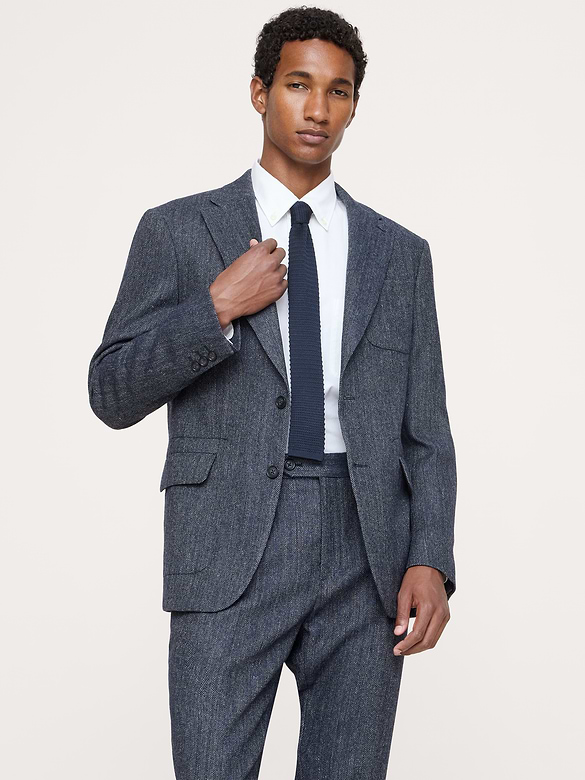 Tailored Slim Italian Herringbone Suit Jacket
