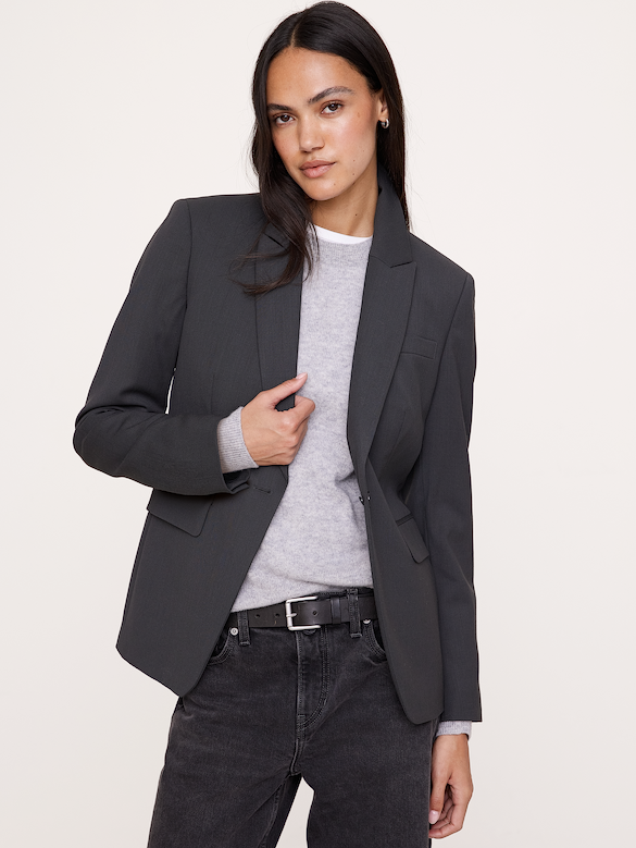 Blazer coupe ajustée en laine italienne