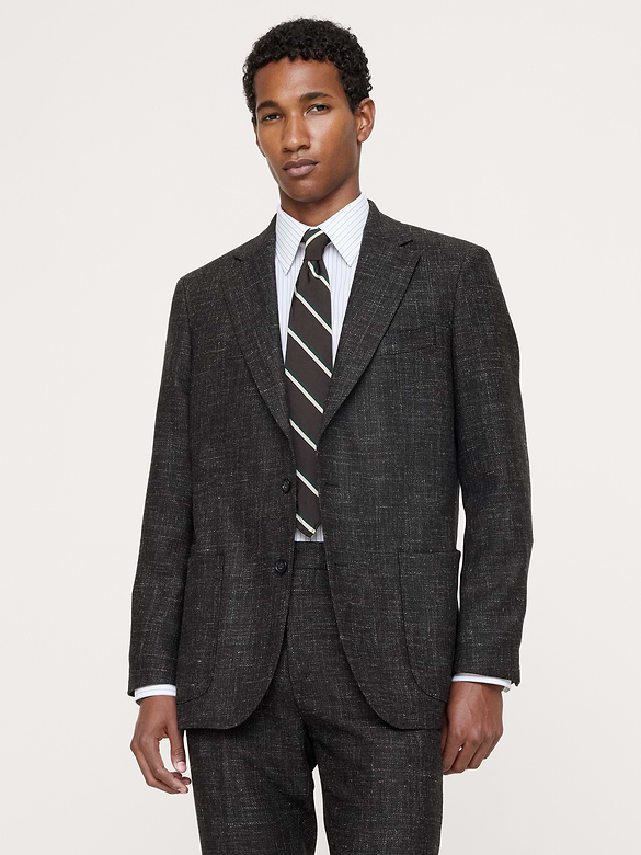 Tailored Slim Italian Tweed Suit Jacket