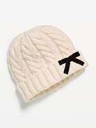 Image 1 of 1, rolled brim, cable knit, velvet bow at brim, Product #1185008