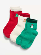 Image 1 of 2, pack includes 3 pairs of socks, rib-knit cuffs, notched seams at toe and heel, textured logos at soles, Product #1184997