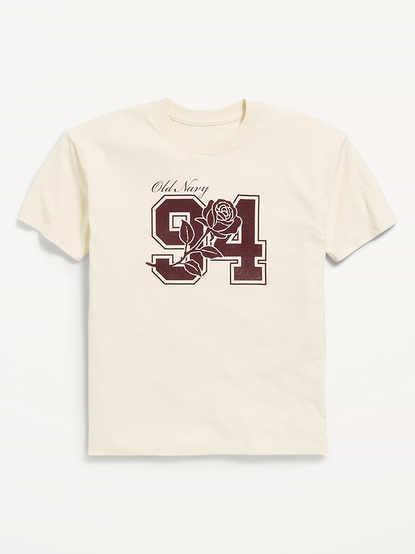 Oversized Short-Sleeve Graphic Tunic T-Shirt for Girls
