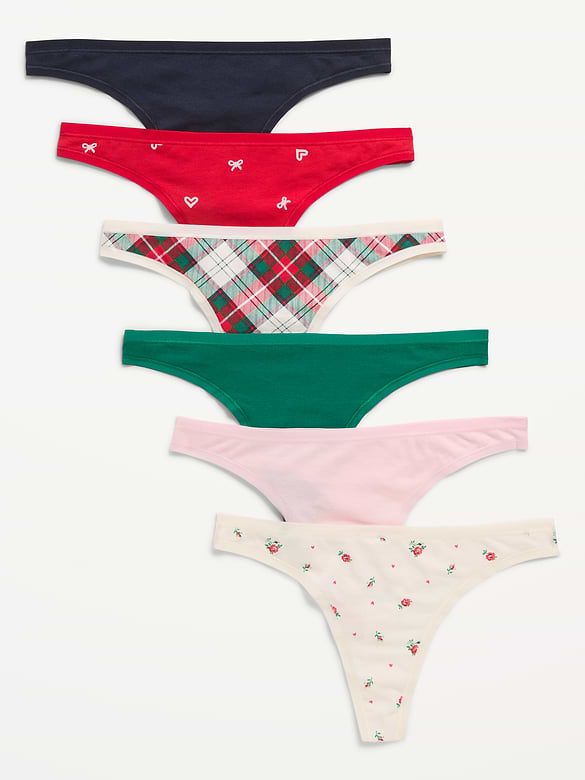 6-Pack Low-Rise Everyday Cotton Thongs