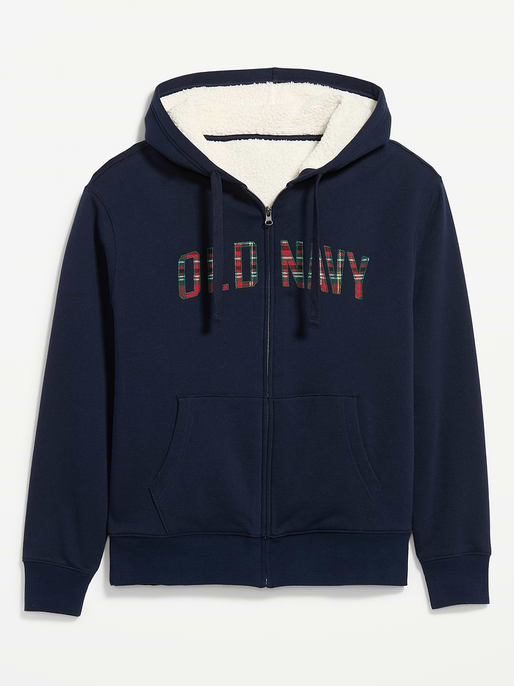 Image 4 of 4, Sherpa-Lined Logo Graphic Full-Zip Hoodie